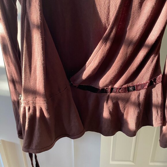 Euromoda Women's Brown Cardigan Tie-Waist Two- Buttons Open Front Sweater Size L - Picture 4 of 5